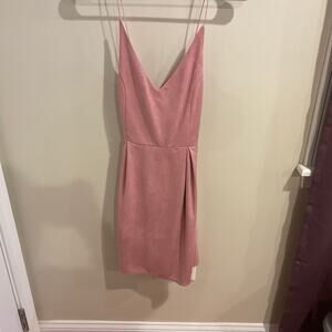 She + Sky Pink Criss Cross Back Velvet Look Sleeveless Dress Size M